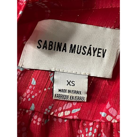 Sabina Musayev Red Ruffle Babydoll Top Short Lace Front - Picture 7 of 9